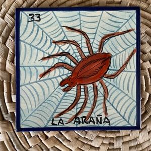 “La Araña” Hand Painted Talavera Loteria Coaster